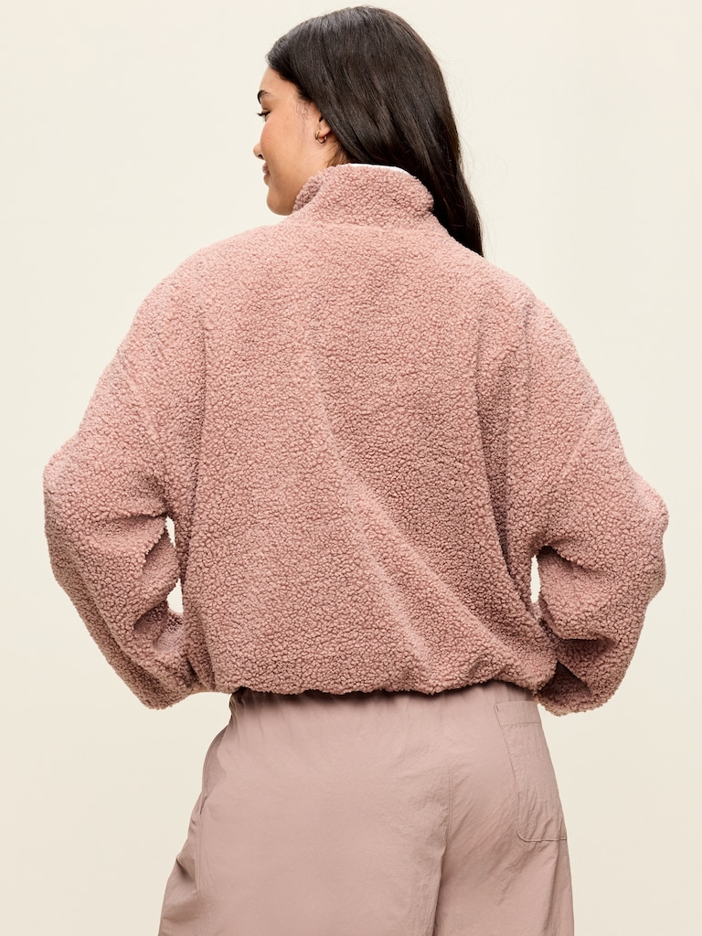 Loose Sherpa Quarter-Zip Pullover