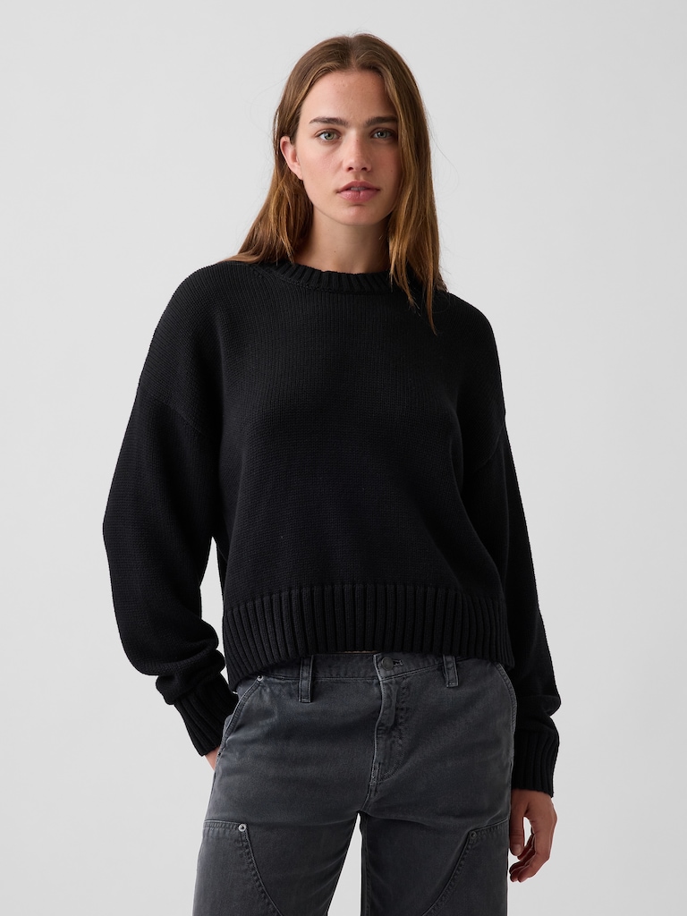 100% Cotton Oversized Crop Sweater