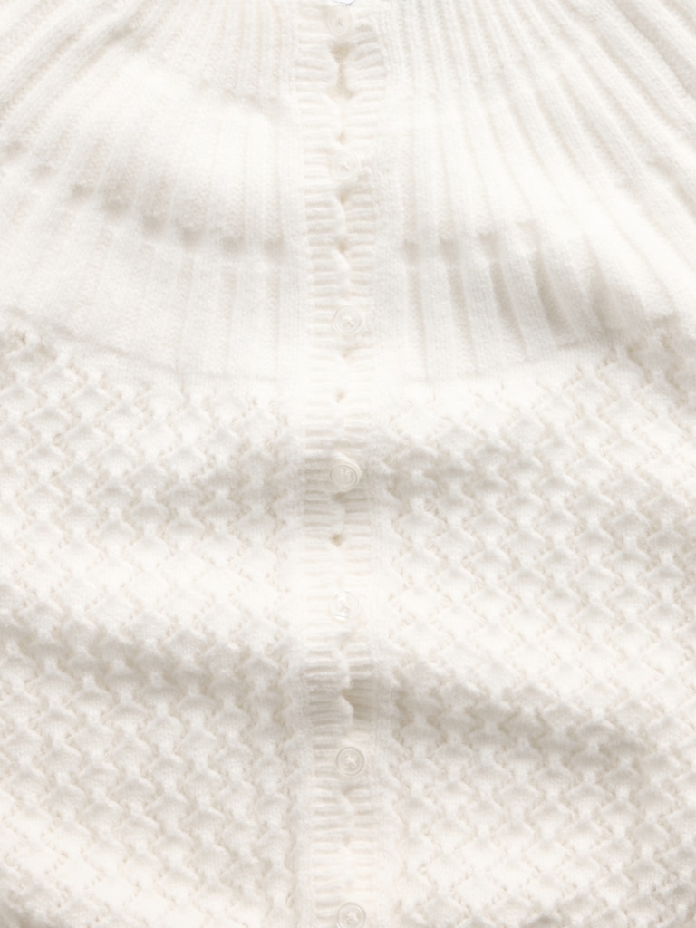 CashSoft Mix-Stitch Crop Cardigan Sweater