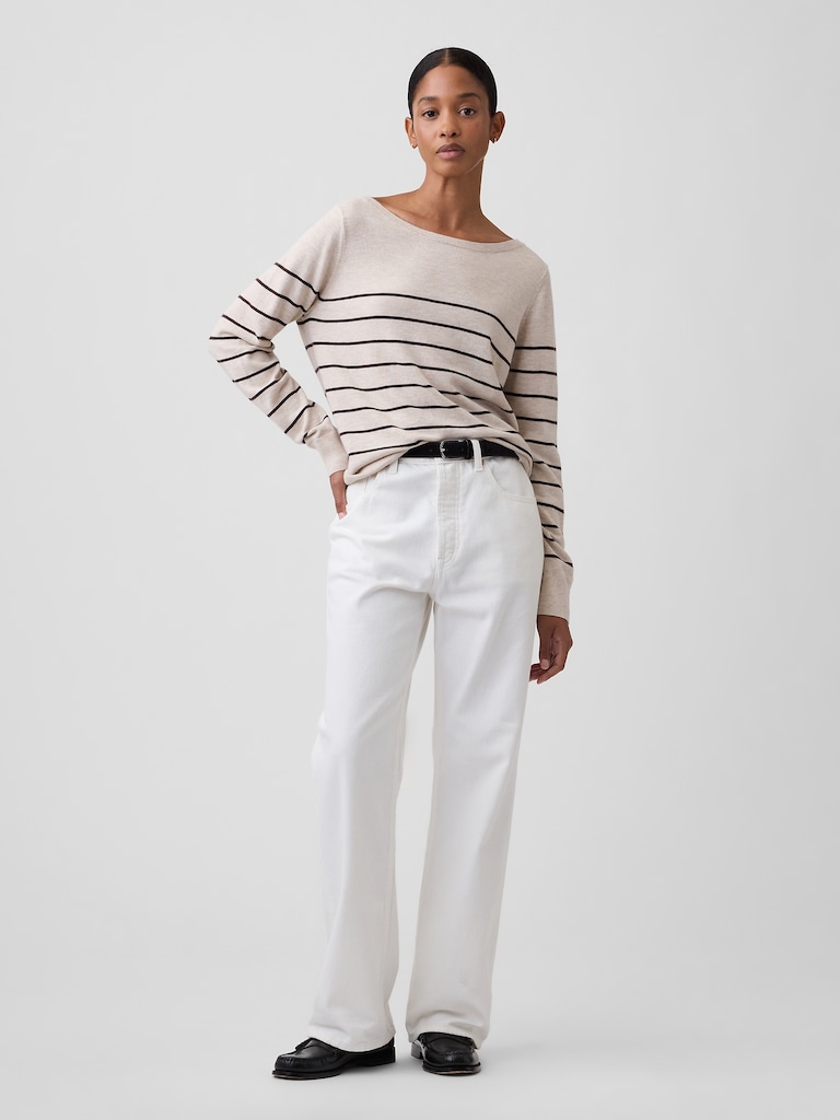 Relaxed Jersey Boatneck Sweater