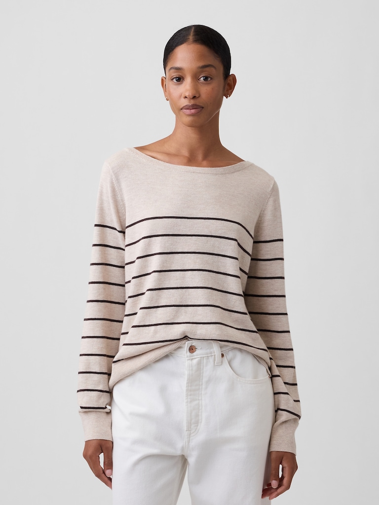 Relaxed Jersey Boatneck Sweater
