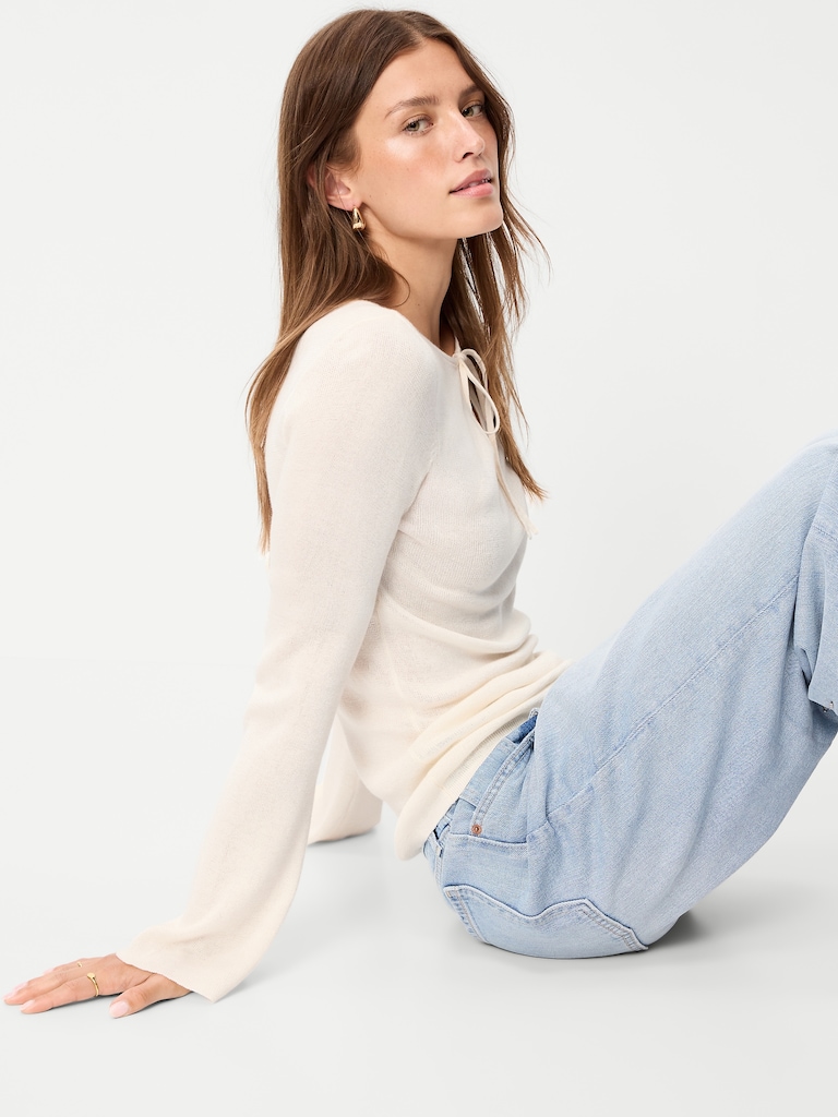 Bell-Sleeve Keyhole Top