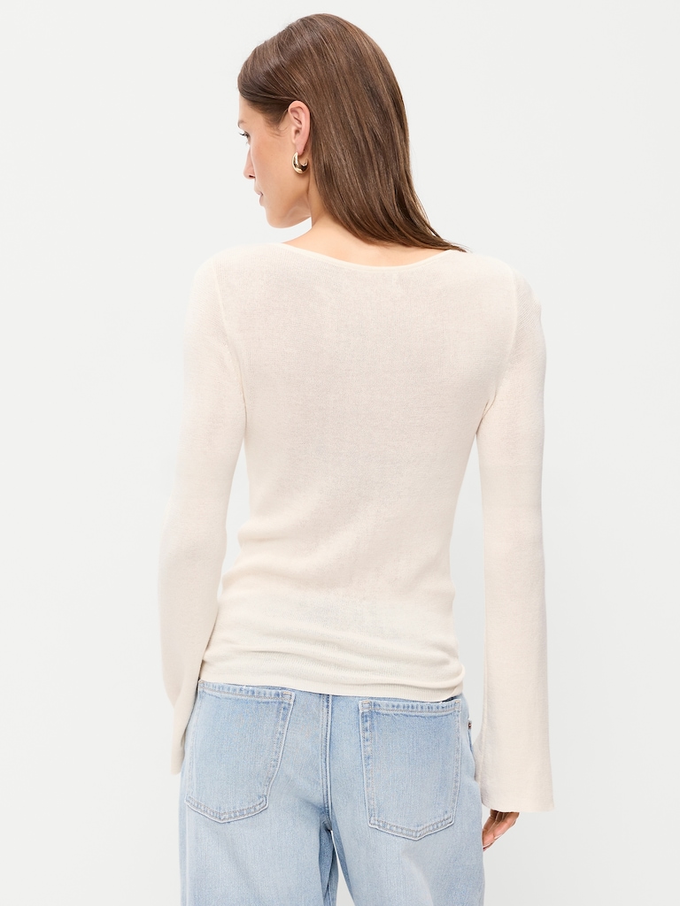 Bell-Sleeve Keyhole Top
