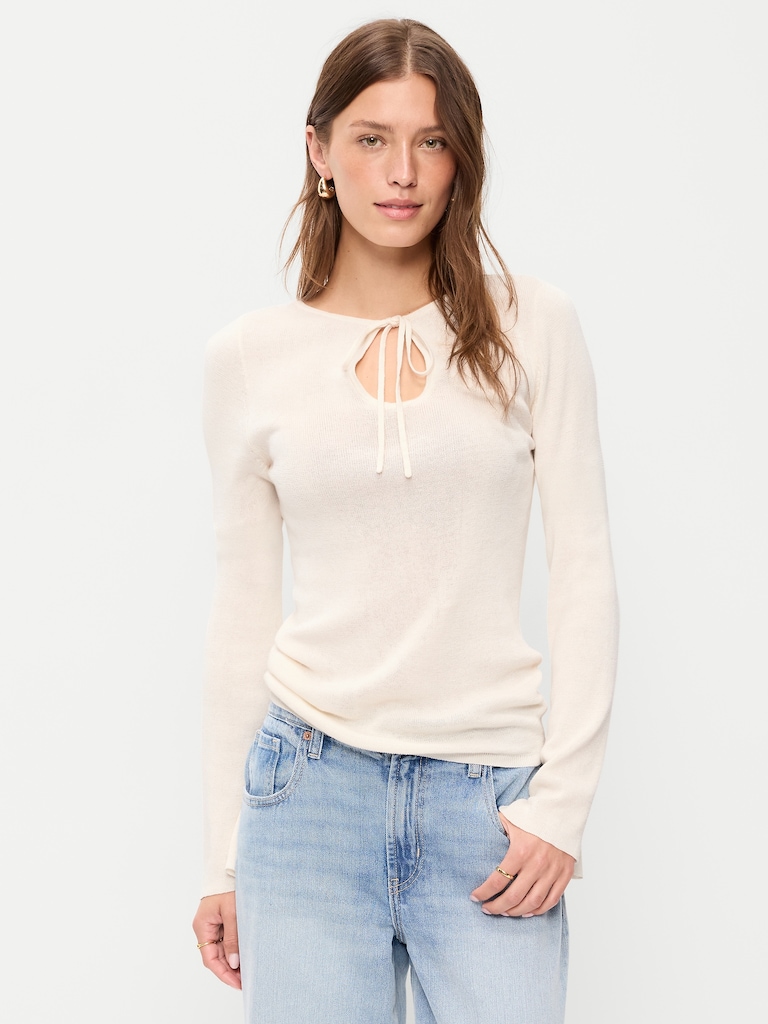 Bell-Sleeve Keyhole Top