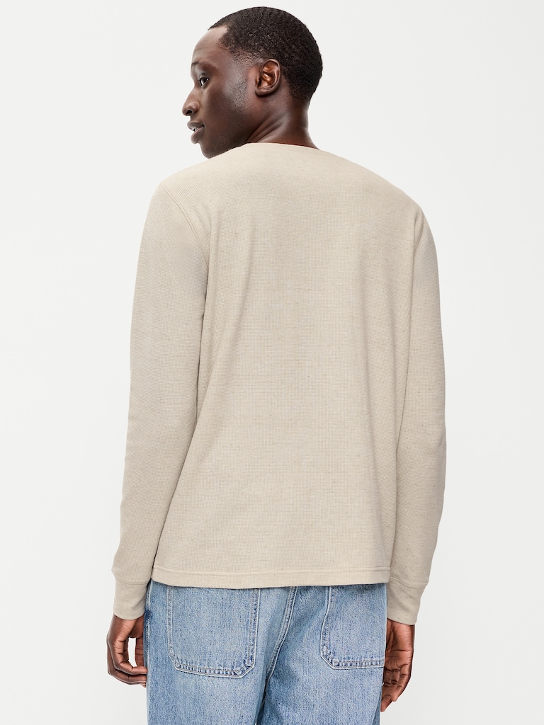 Long-Sleeve Waffle Henley T-Shirt