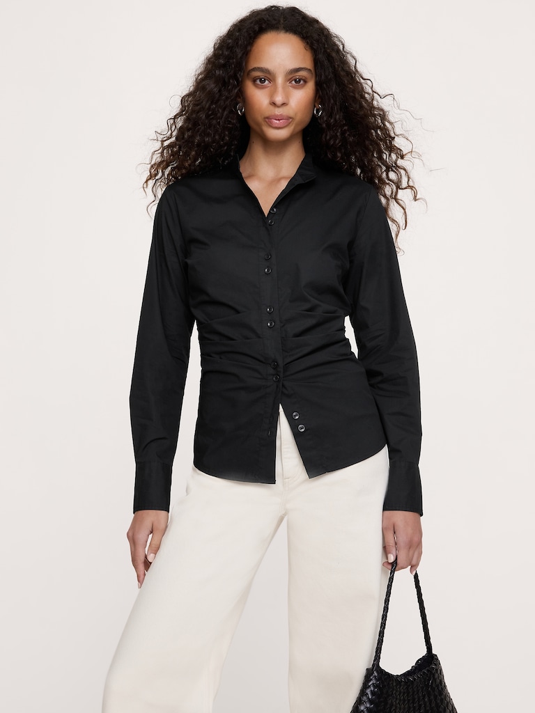 Cotton Pleated-Waist Top