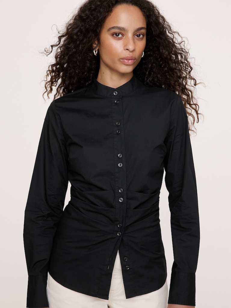 Cotton Pleated-Waist Top
