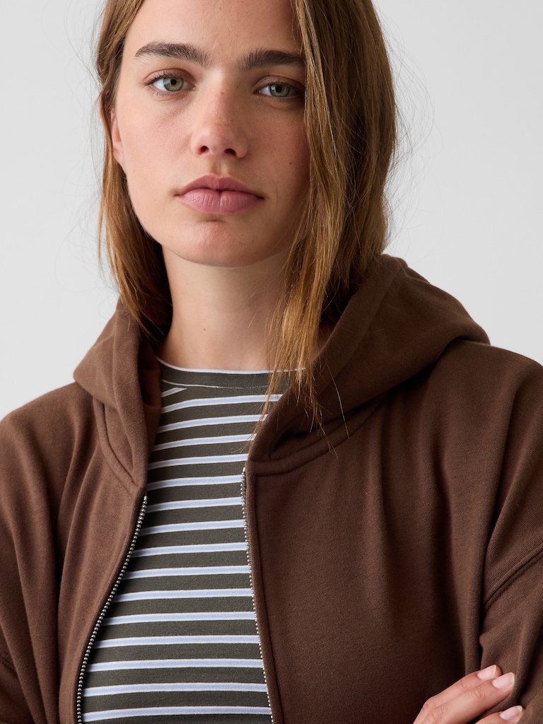 VintageSoft Terry Oversized Wedge Zip Hoodie