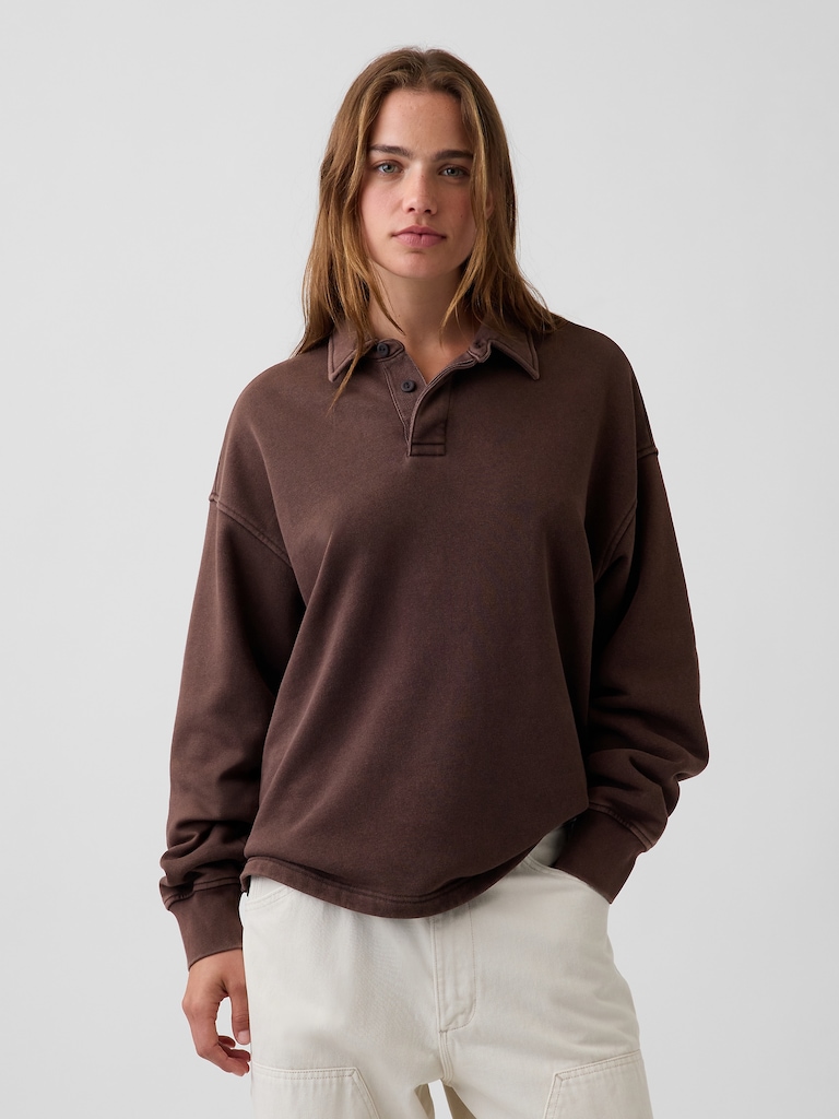 VintageSoft Oversized Polo Sweatshirt