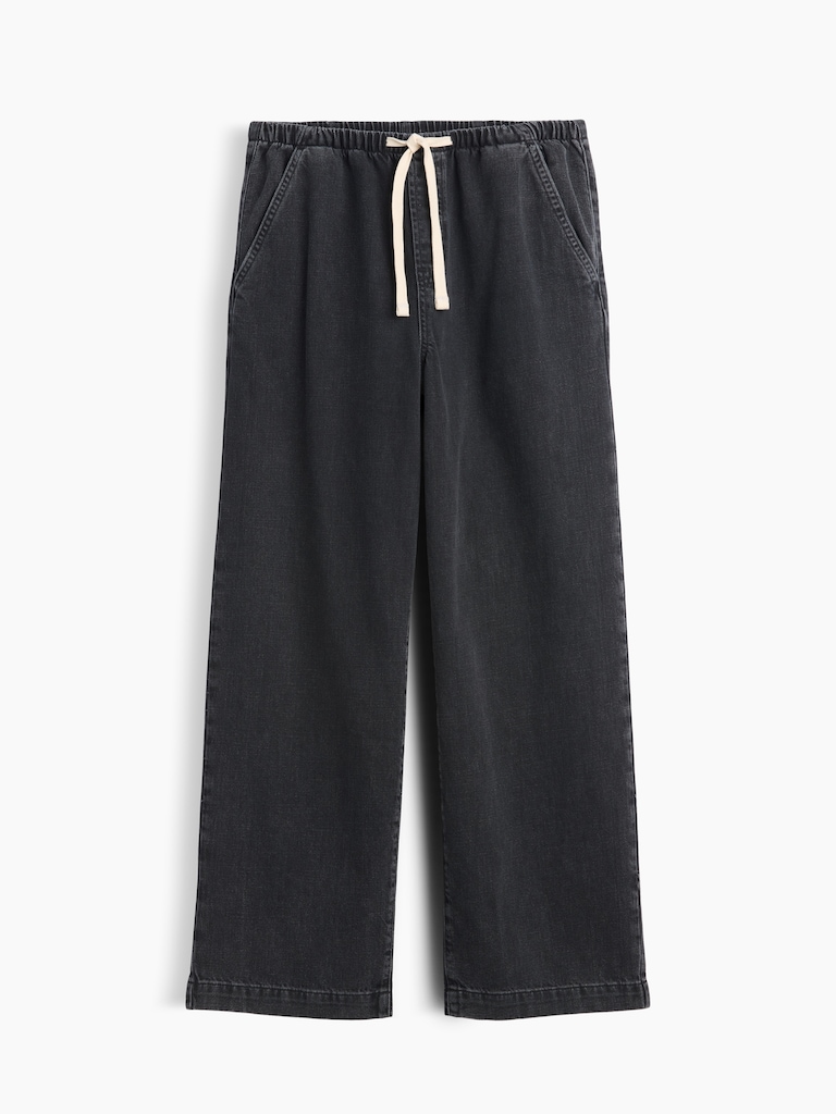 High Rise Pull-On Wide-Leg Jeans