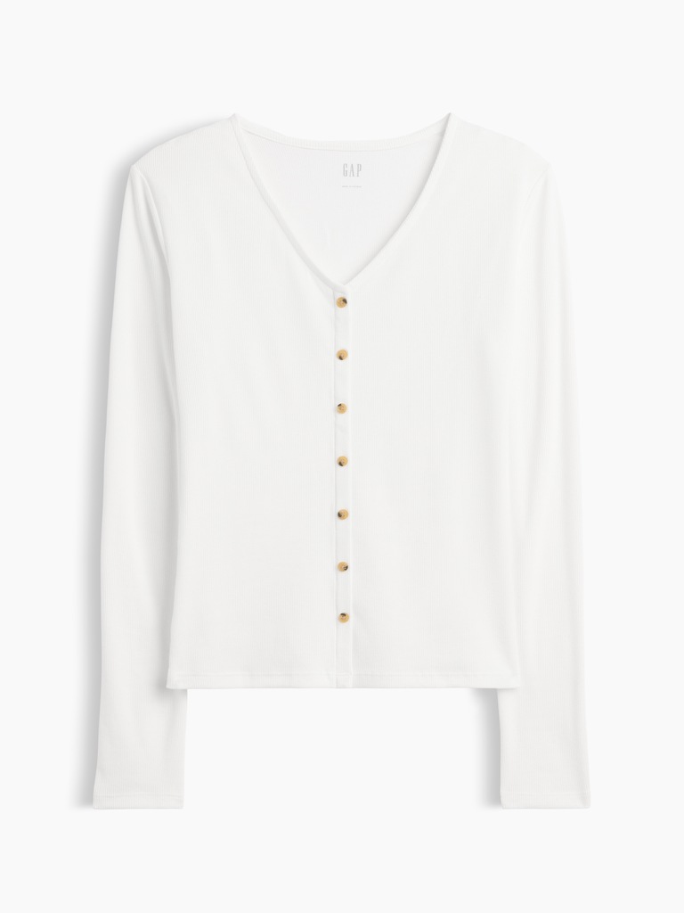 Fitted Ribbed V-Neck Top