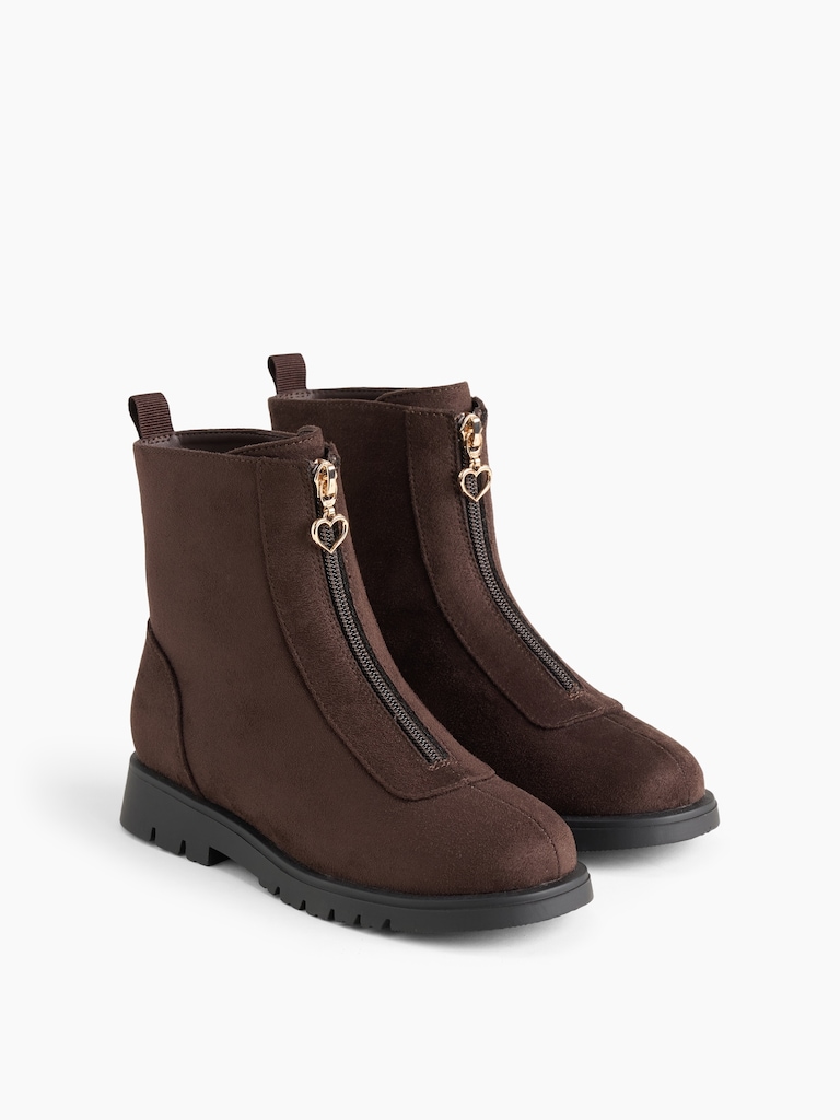 Kids Vegan Suede Zip Boots