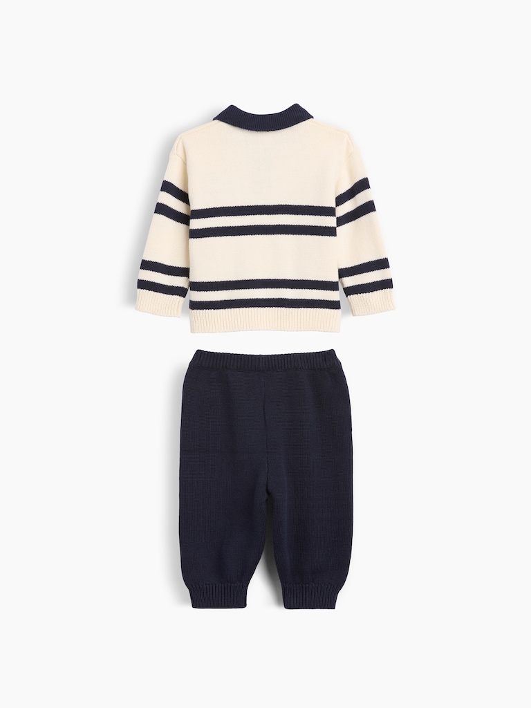 Baby Stripe Polo Sweater Outfit Set