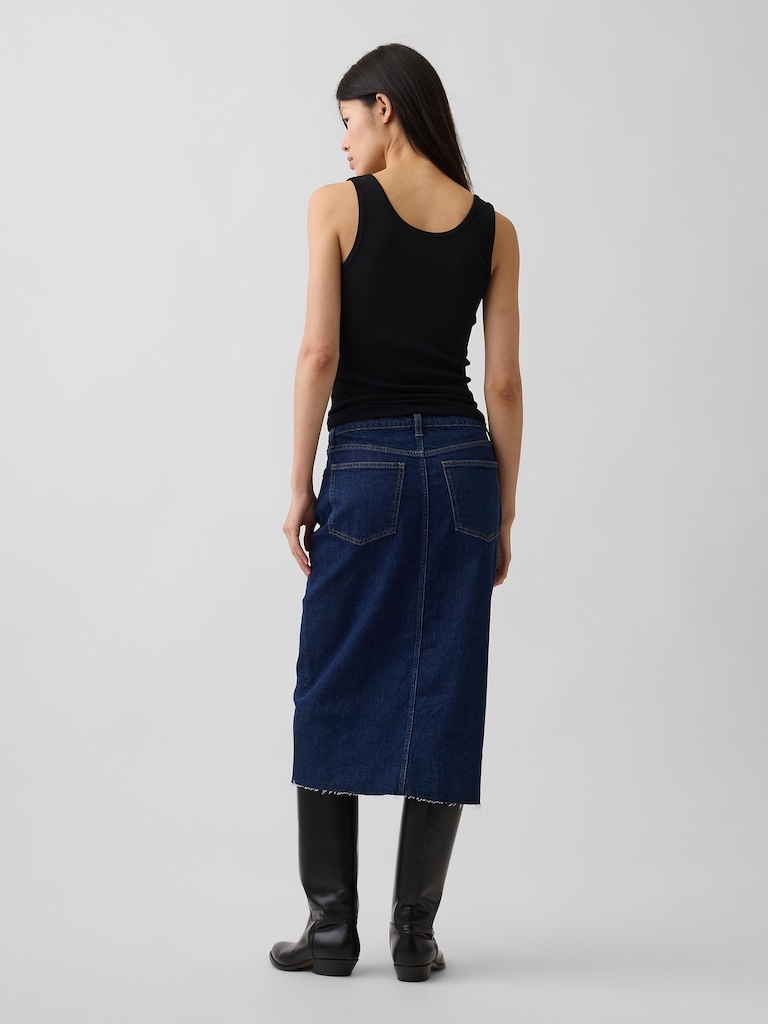 Denim Midi Pencil Skirt