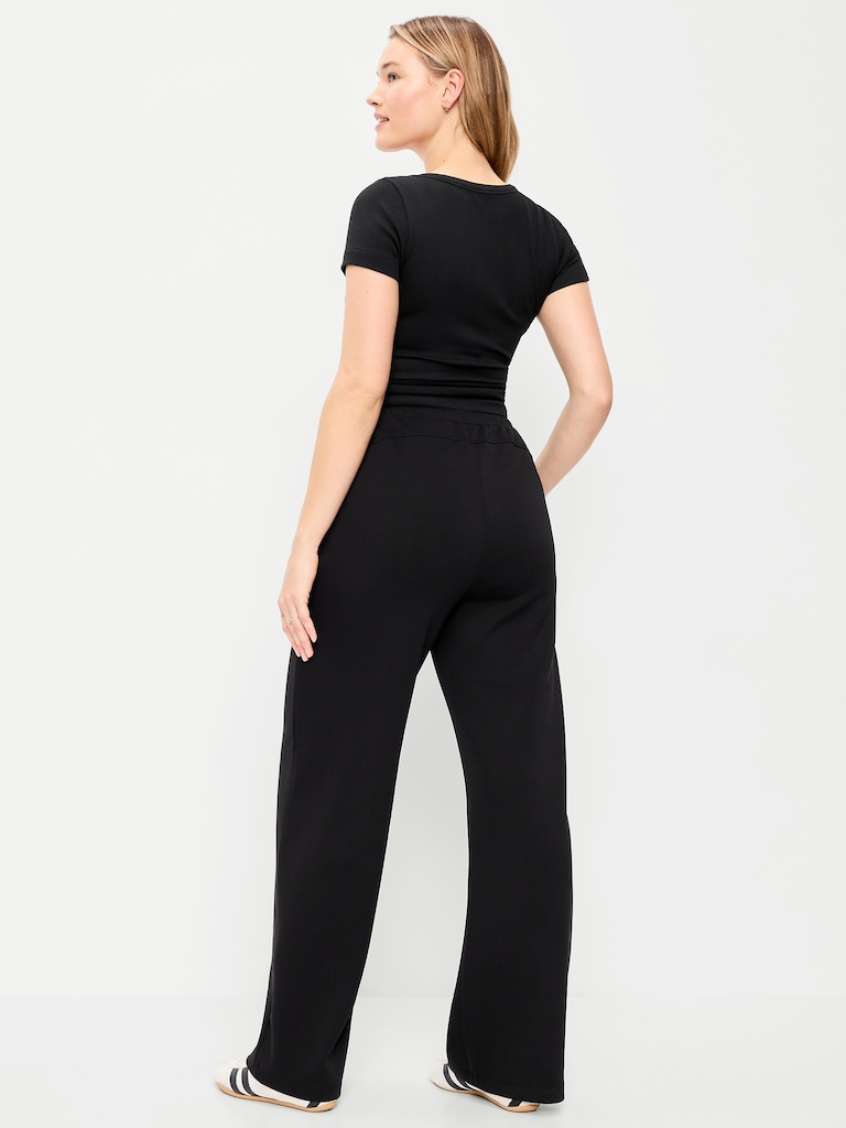 Mid-Rise Dynamic Fleece Textured Wide-Leg Sweatpants