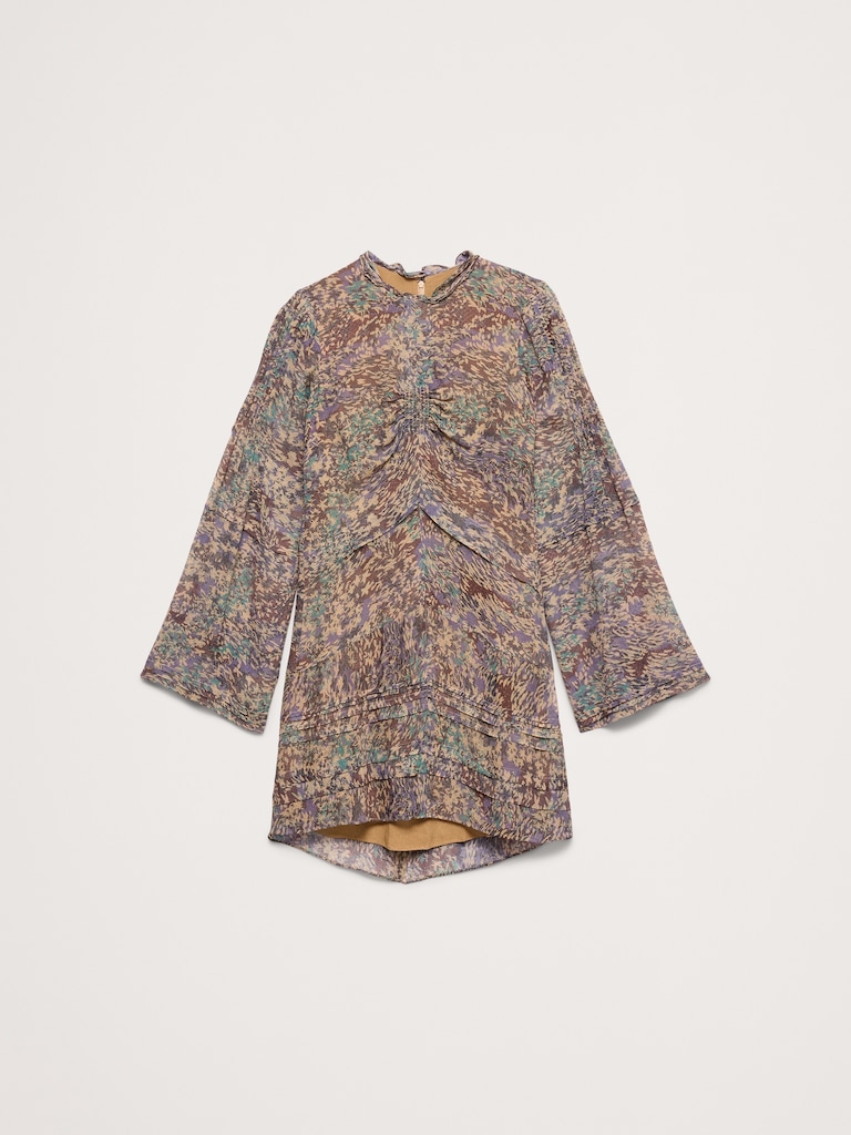 Georgette Ruffle-Neck Mini Dress
