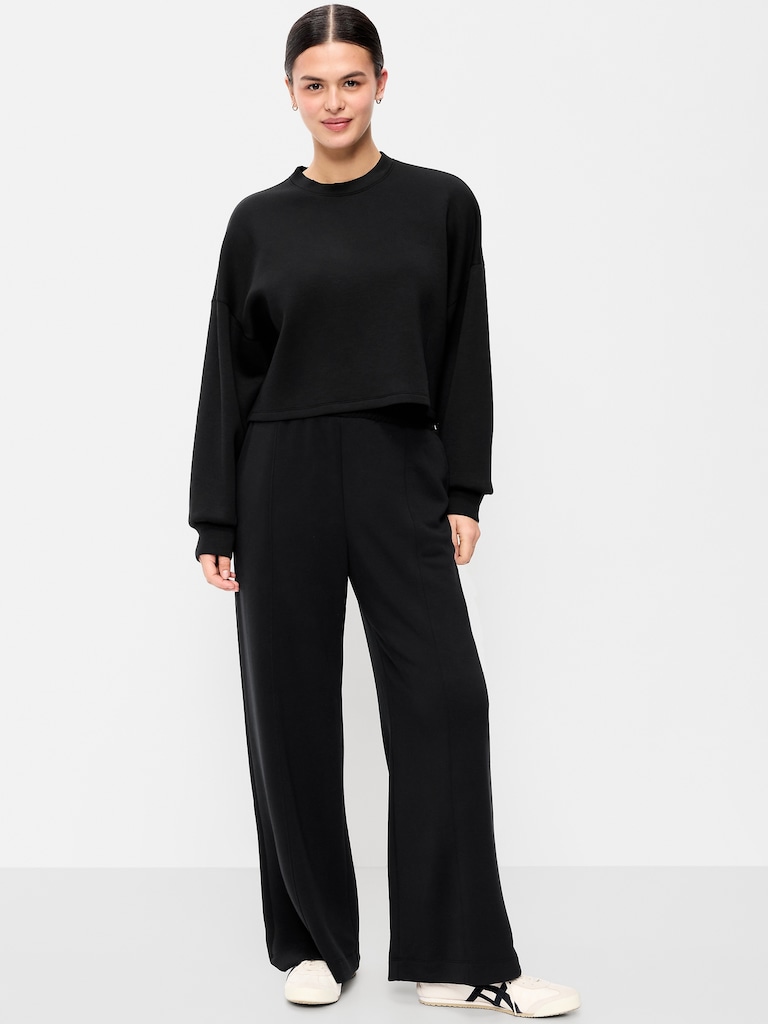High-Waisted Bounce Fleece Wide-Leg Sweatpants