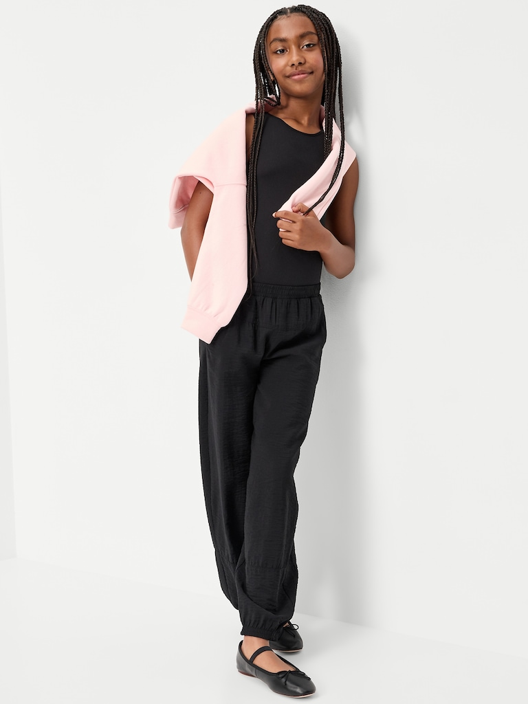 Sarouel à taille haute en tissu froissé pour fille
