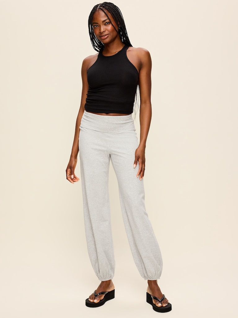 Fold-Over Waist Fitted Joggers