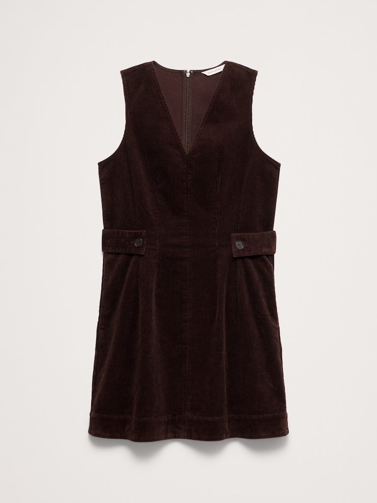 Corduroy Side-Button Mini Dress