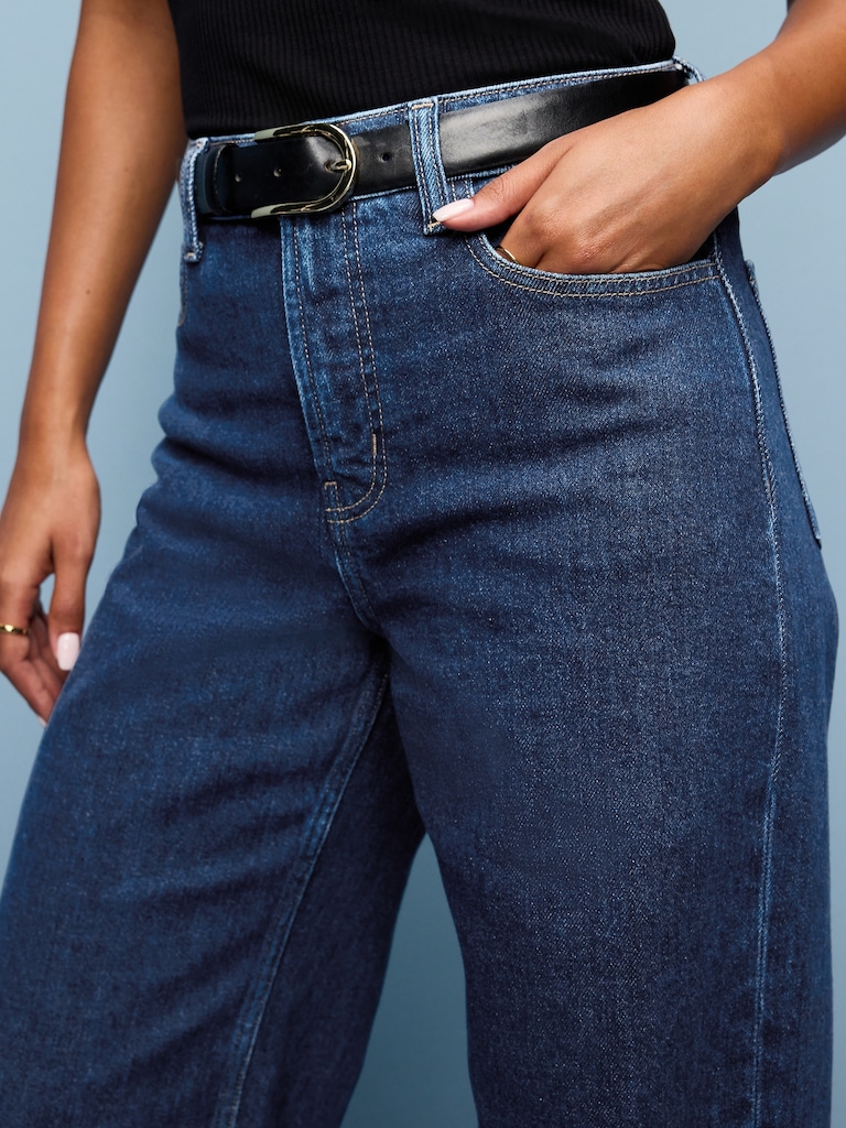Curvy Extra High-Waisted Cuffed Wide-Leg Jeans