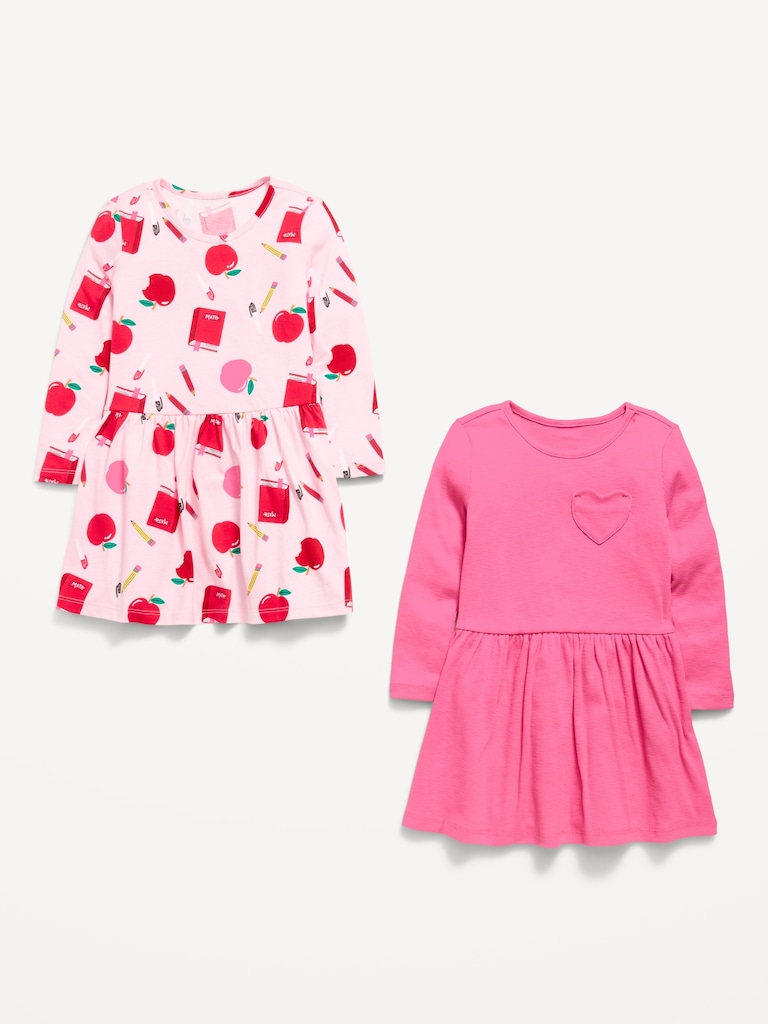 Long-Sleeve Fit and Flare Dress 2-Pack for Toddler Girls