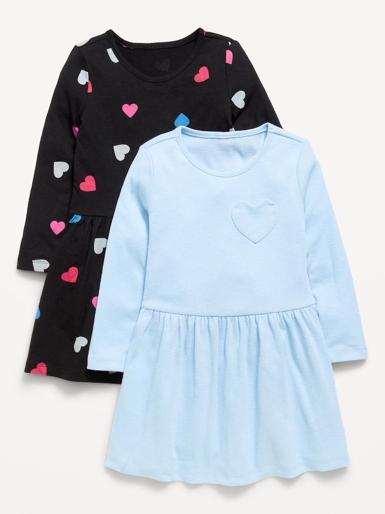 Long-Sleeve Fit and Flare Dress 2-Pack for Toddler Girls