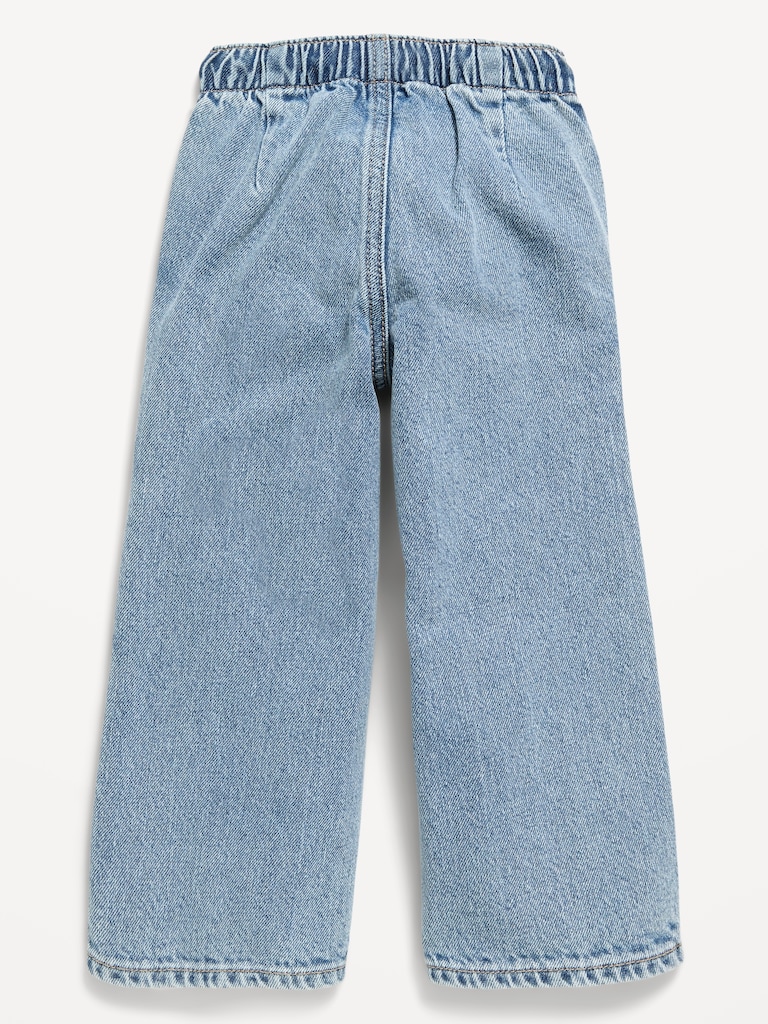 High-Waisted Baggy Wide-Leg Pull-On Jeans for Toddler Girls