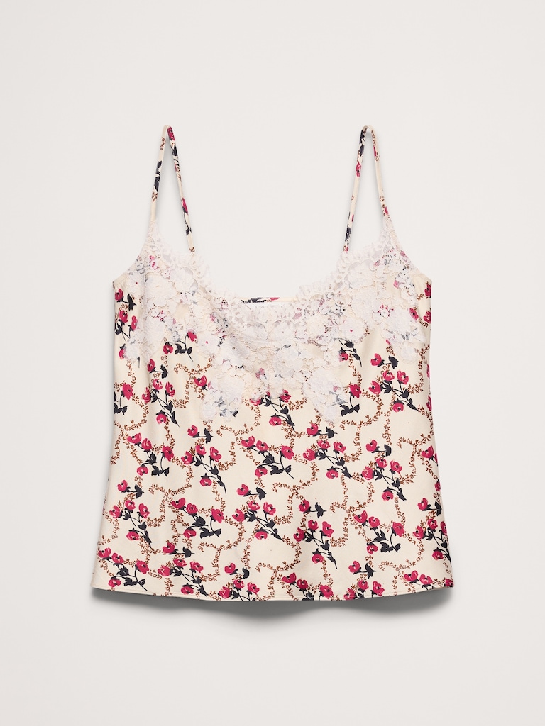 Stretch-Satin Lace-Trim Camisole