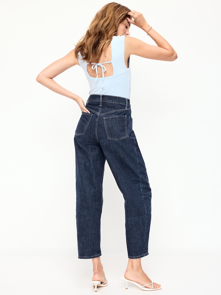 High-Waisted Barrel Ankle Jeans
