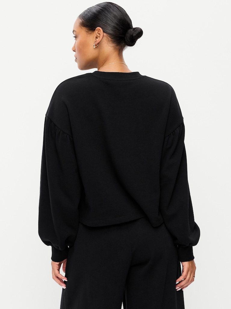 SoComfy Oversized Puff-Sleeve Cropped Sweatshirt