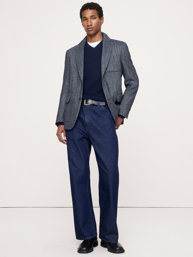 Tailored Slim Italian Herringbone Suit Jacket