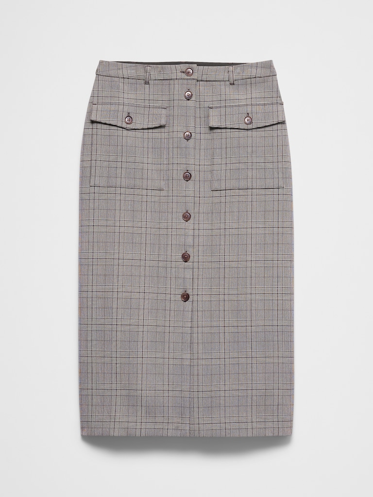 Button-Front Midi Skirt