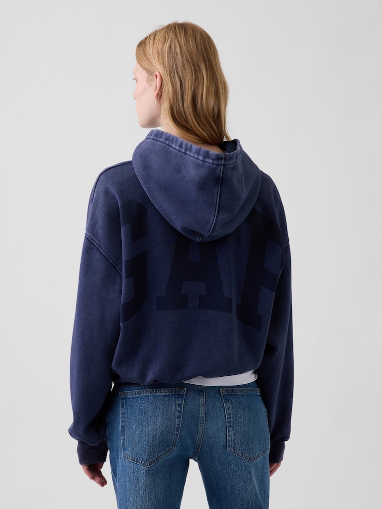 VintageSoft Crop Logo Hoodie
