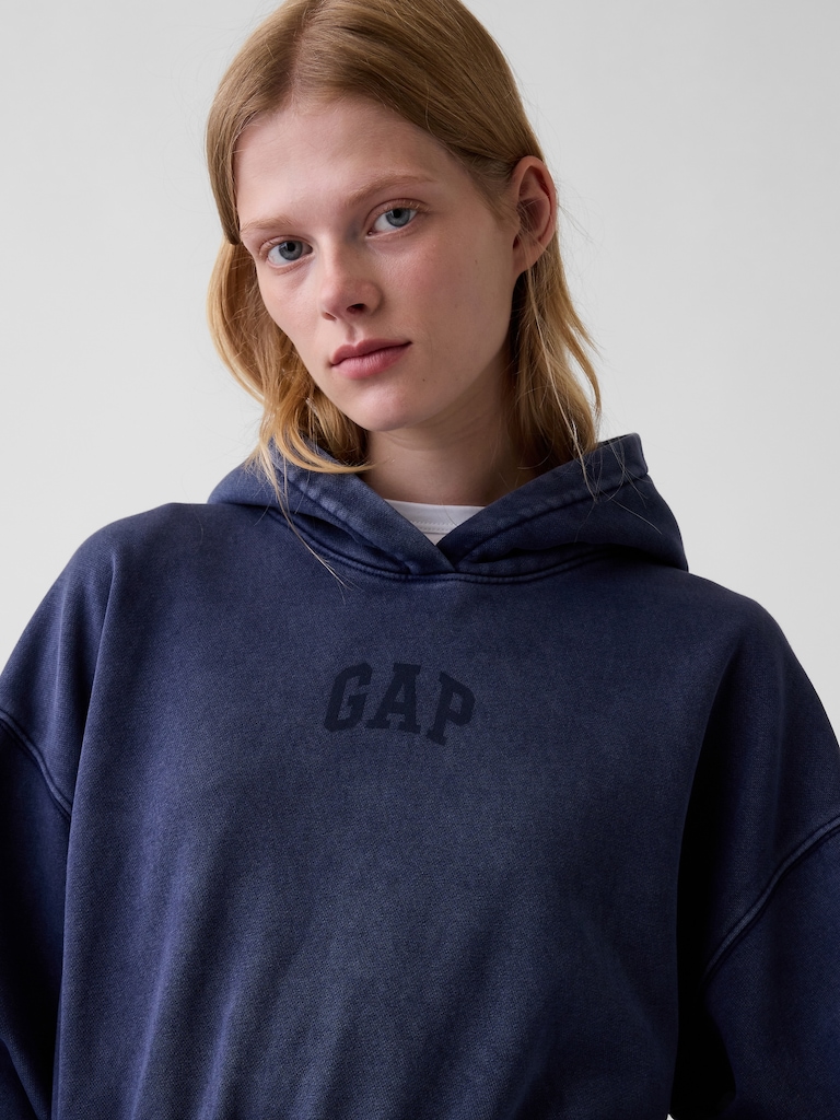 VintageSoft Crop Logo Hoodie
