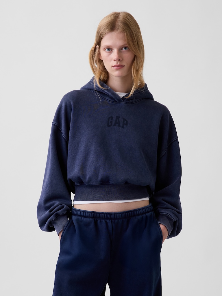 VintageSoft Crop Logo Hoodie
