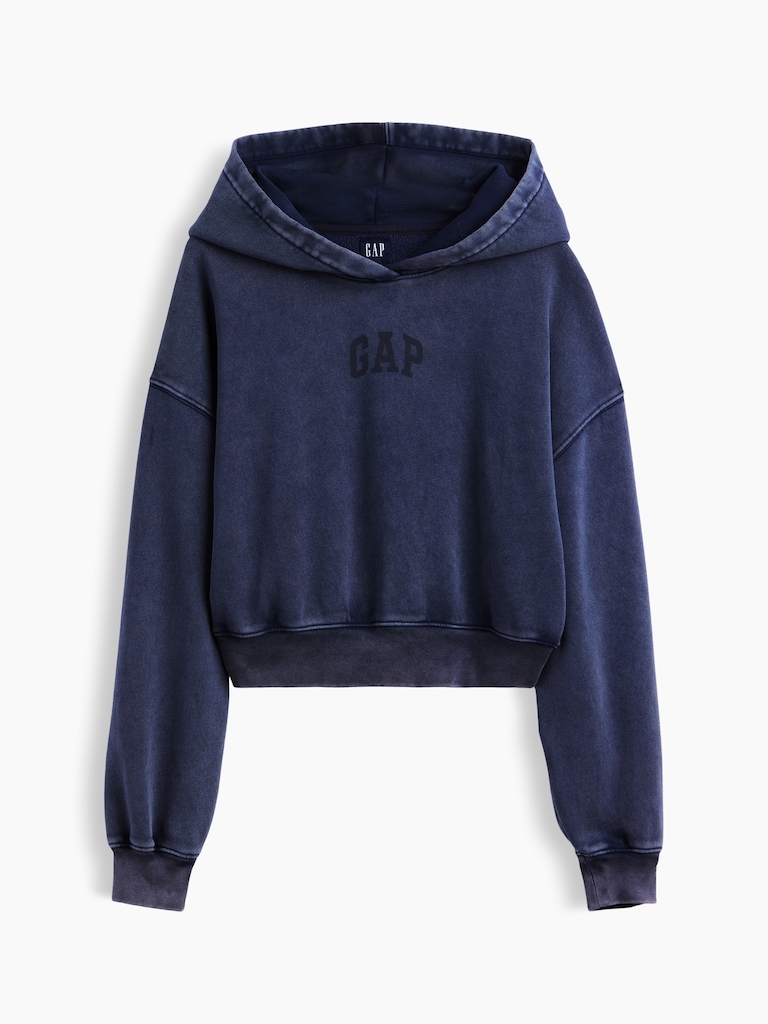 VintageSoft Crop Logo Hoodie