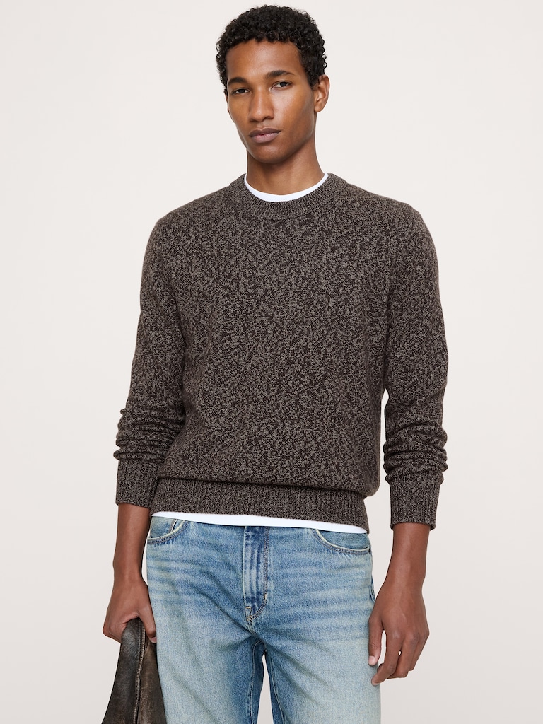 Marled Cotton-Cashmere Crew-Neck Sweater