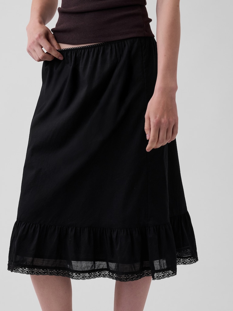 Ruffle-Hem Easy Knee-Length Skirt