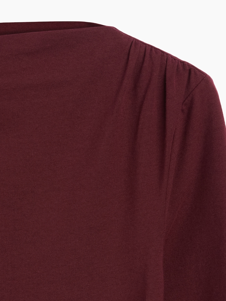 CloseKnit Jersey Funnel-Neck Ruched T-Shirt