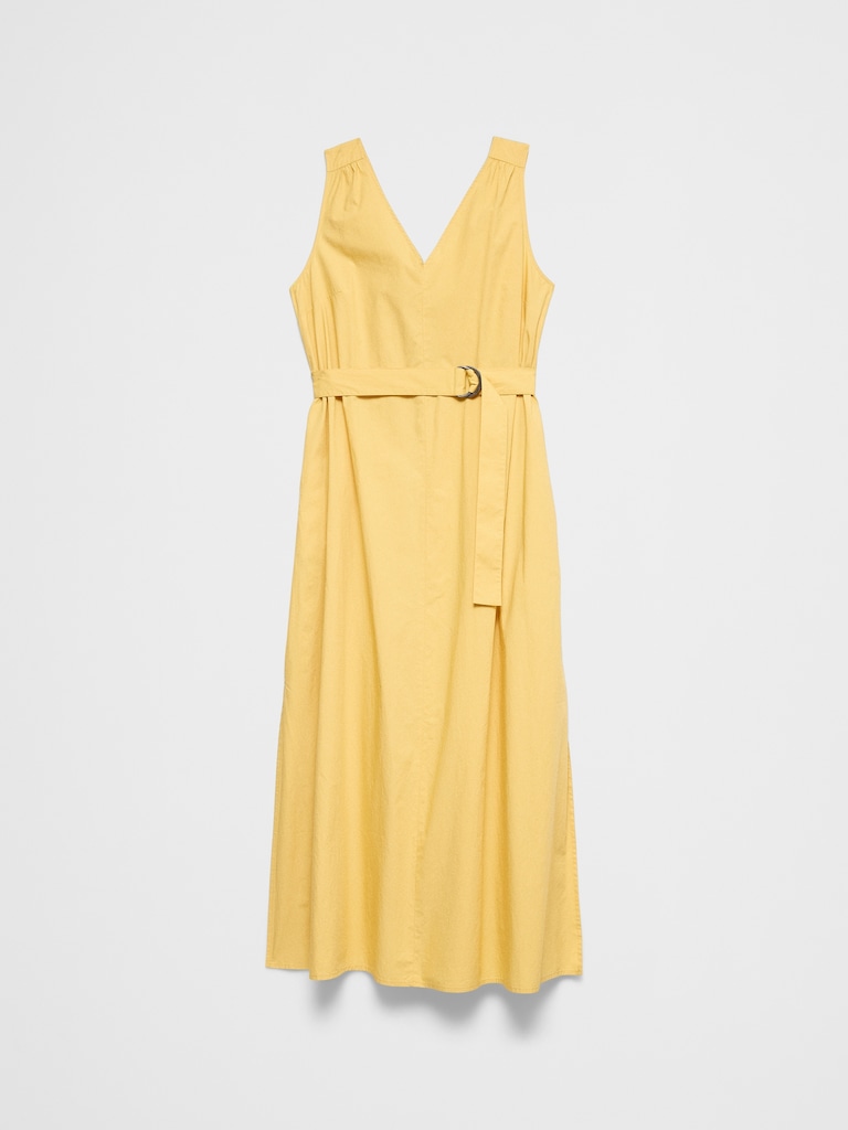 Poplin Belted Maxi Dress