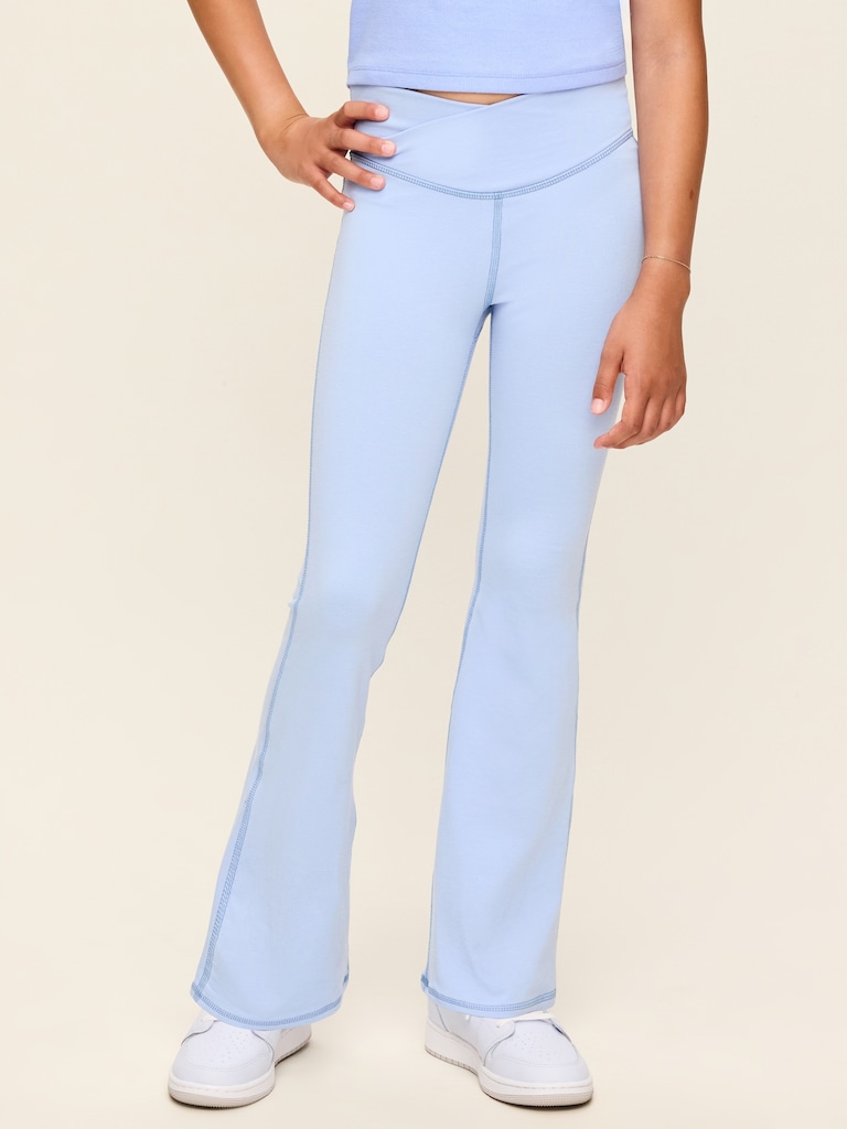 High-Waisted PowerChill Crossover Flared Leggings for Girls