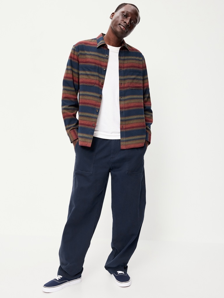 Relaxed Long-Sleeve Flannel Pocket Shirt