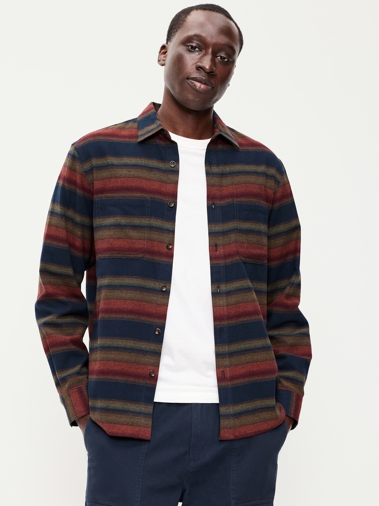 Relaxed Long-Sleeve Flannel Pocket Shirt