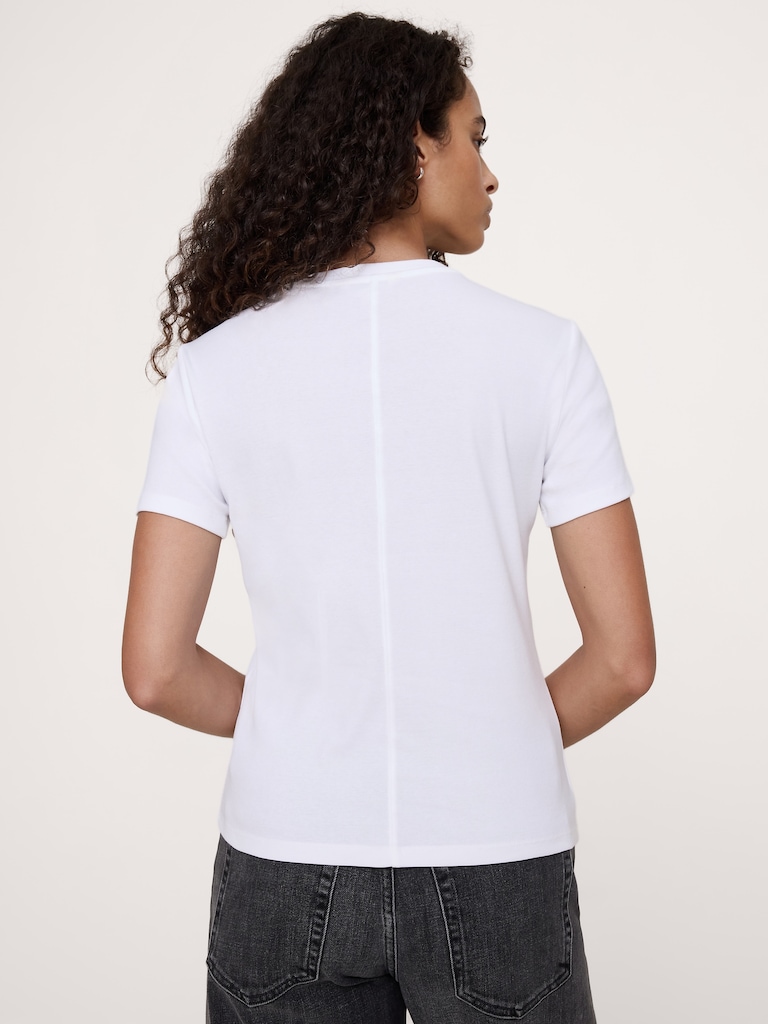 Minimalist Cotton High V-Neck T-Shirt