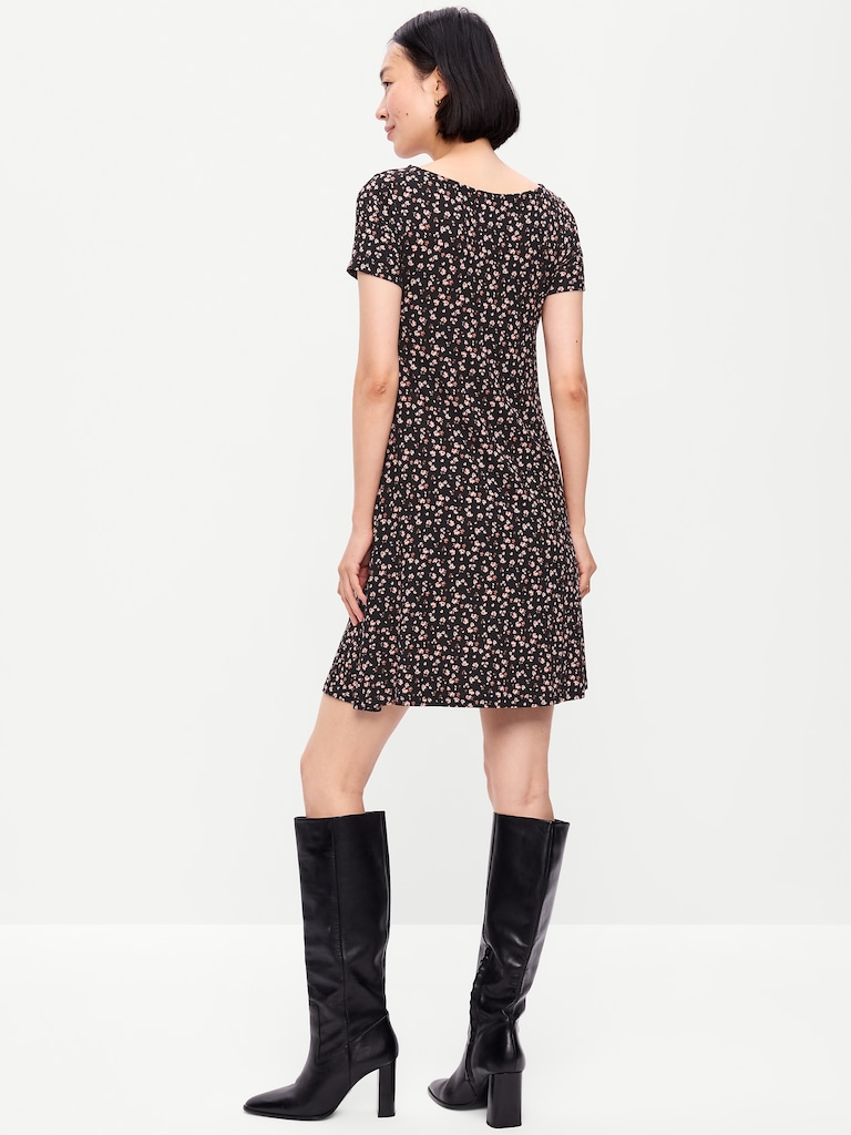 Short-Sleeve Mini Swing Dress