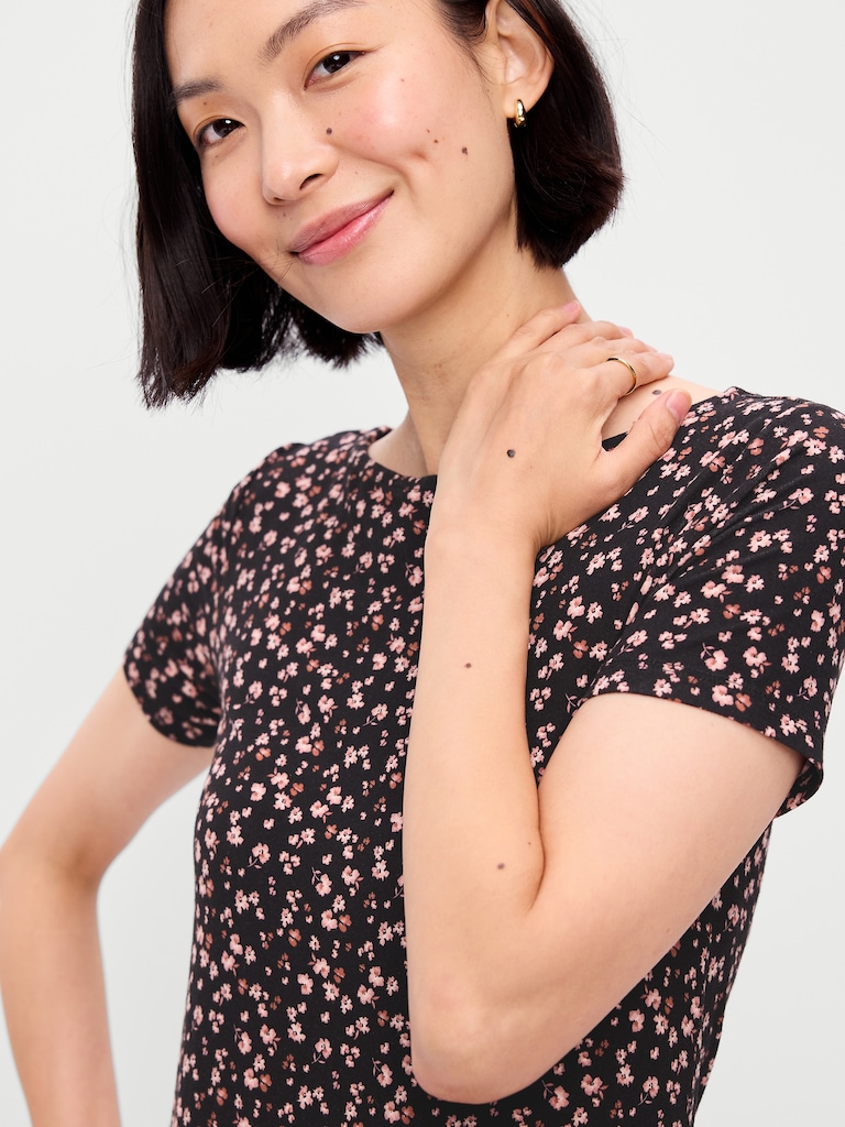 Short-Sleeve Mini Swing Dress