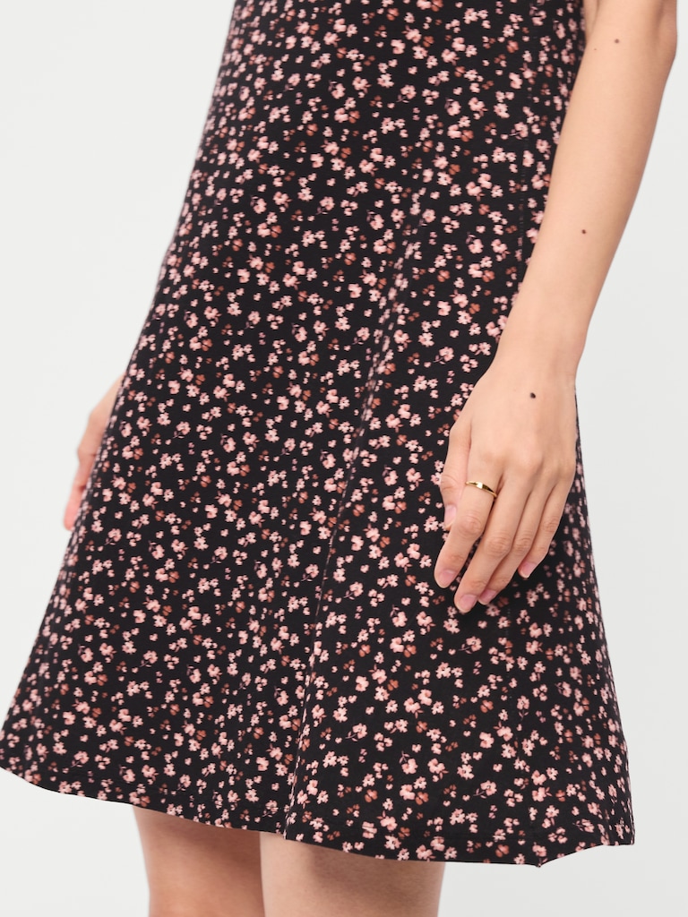 Short-Sleeve Mini Swing Dress