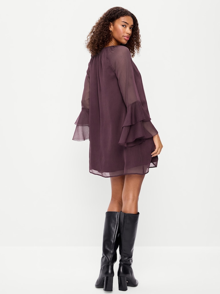Bell-Sleeve Boho Mini Dress