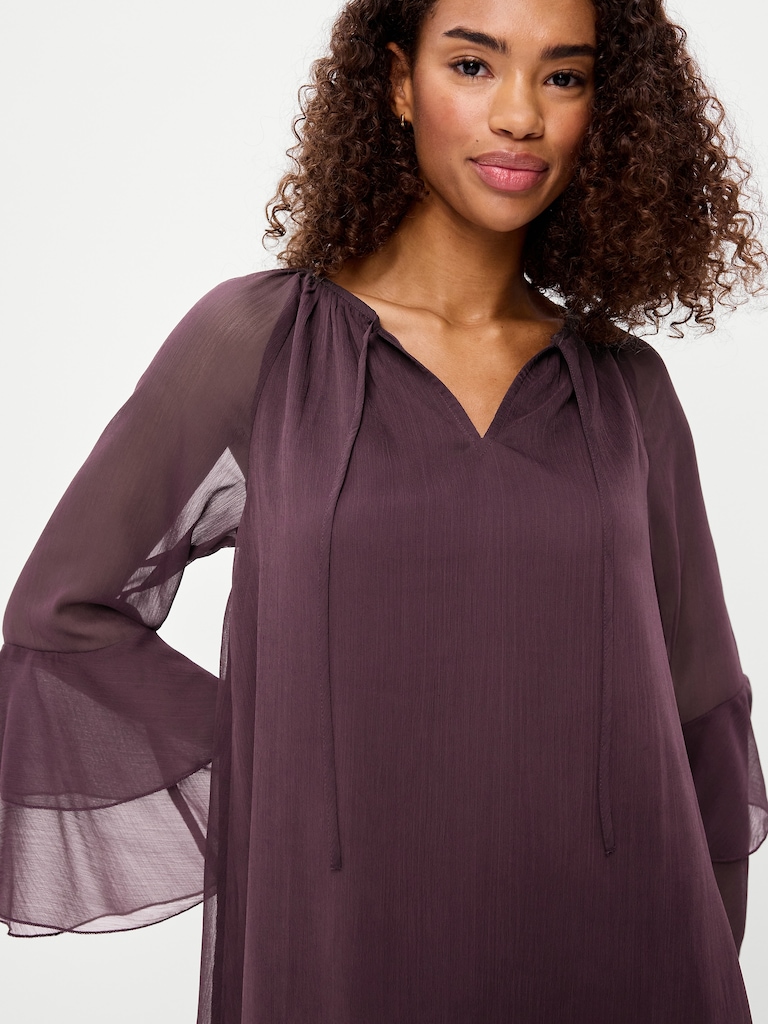 Bell-Sleeve Boho Mini Dress
